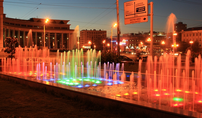 Каскад фонтанов на реке Булак